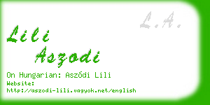 lili aszodi business card
